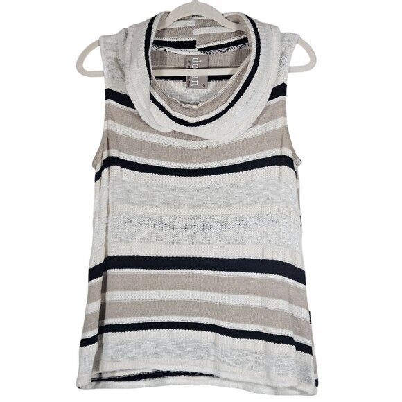 Dolan Women’s Striped Cowl Neck Sweater Top S – Coastal Academia Knit Neutral - Picture 2 of 9